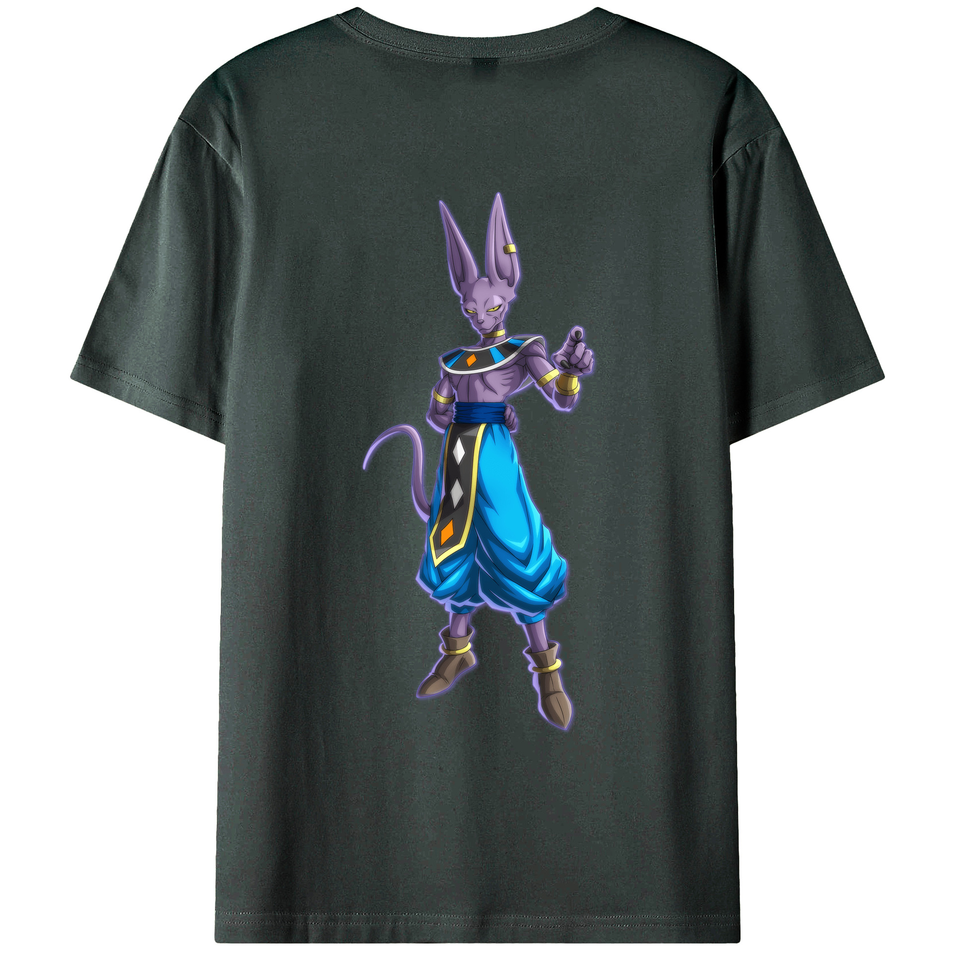 （画像用） ドラゴンボール ビルス 破壊神ビルス DRAGON BALL Beerus Birusu 綿100％ メンズ半袖Tシャツ（バックプリント） 通気性
